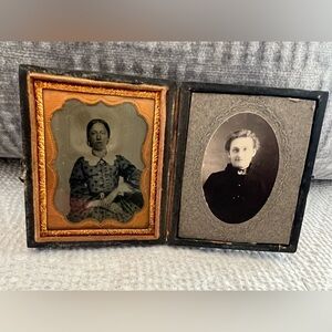 Antique Photos In Pocket Frame Tintype Civil War Era 1800's - Needs TLC (H)